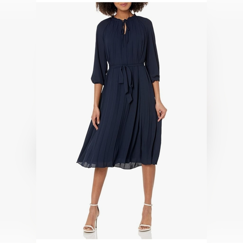 Nanette Lepore Plated Dress with Tie String size 10 NEW